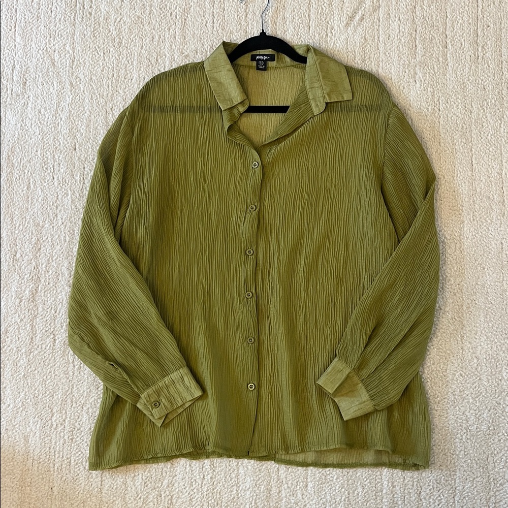 Sheer olive green blouse